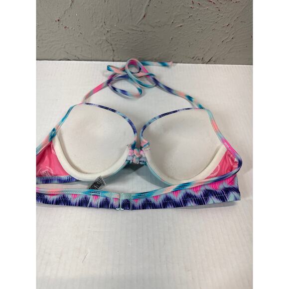 Pink Victoria's Secret Chevron Zig Zag Pastel Padded Bikini Top Size Small - Picture 4 of 4